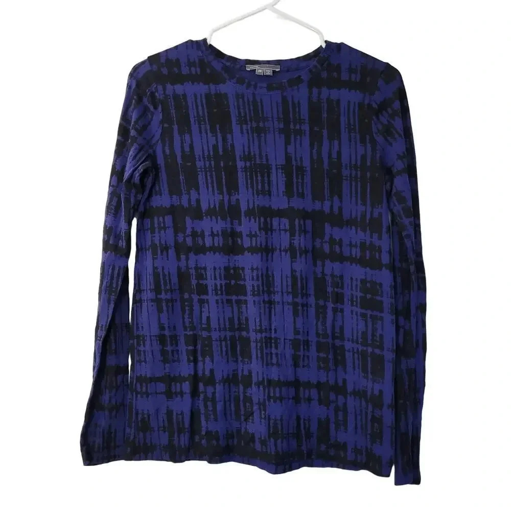 Vince Women's T-Shirt Top Size XS Multicolor Cotton Long Sleeves Round Neck